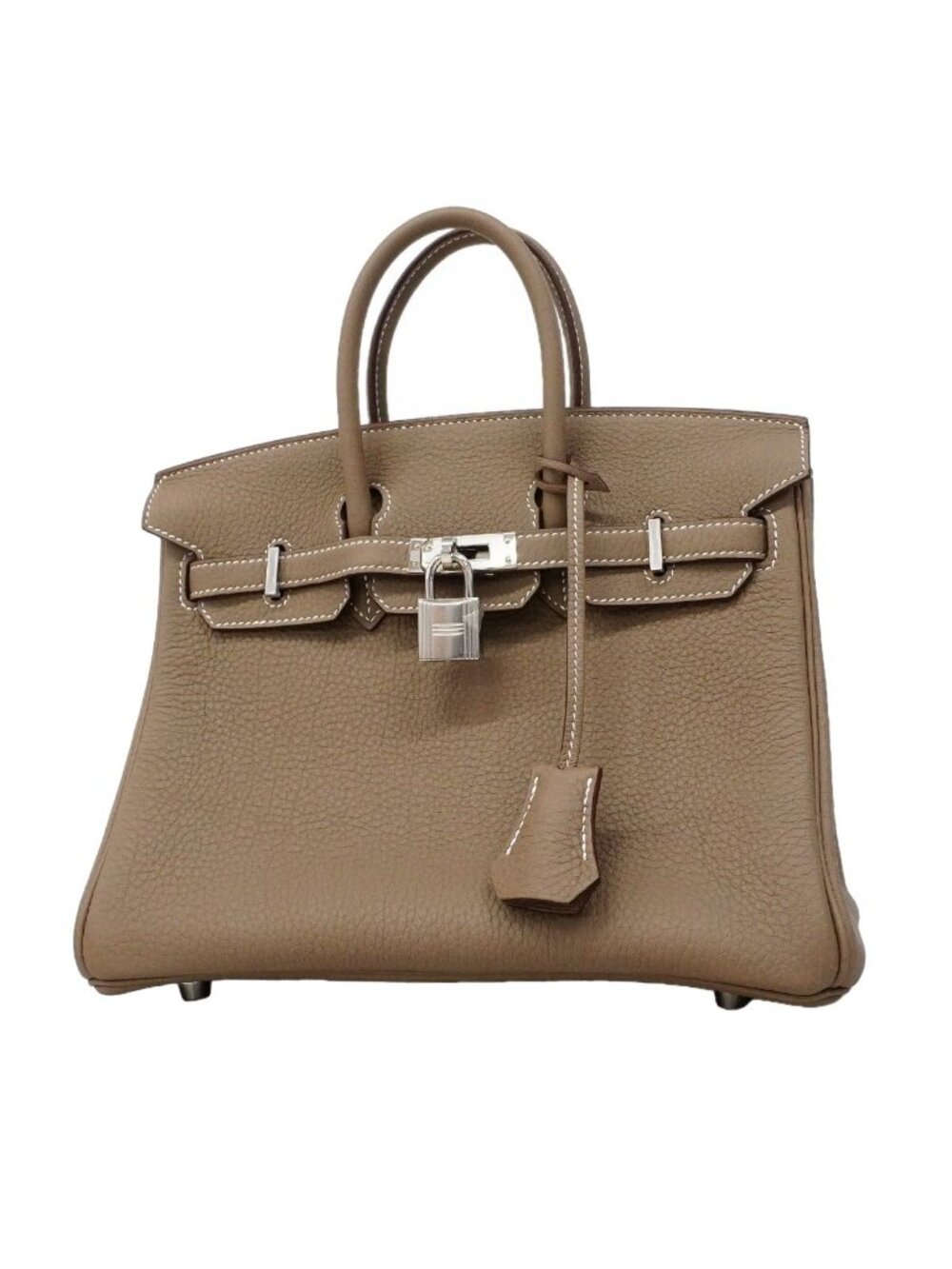 Hermes Sale Handbag Birkin 25 Togo Etoupe Silver